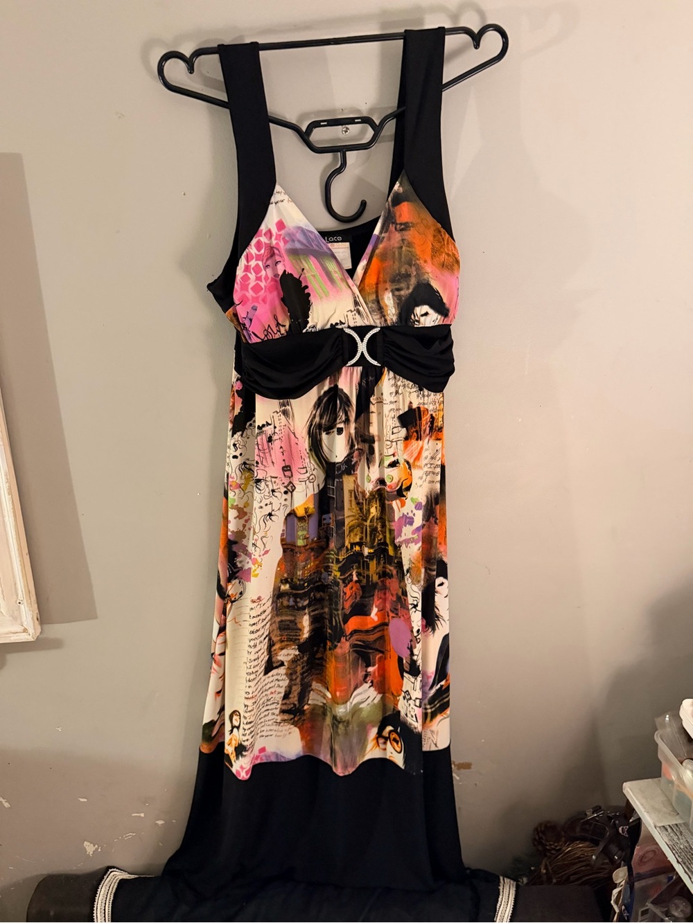 Vintage Y2K abstract anime girl style art sleevless maxi dress